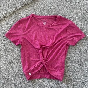 Buffbunny Pink Workout Top with Twist